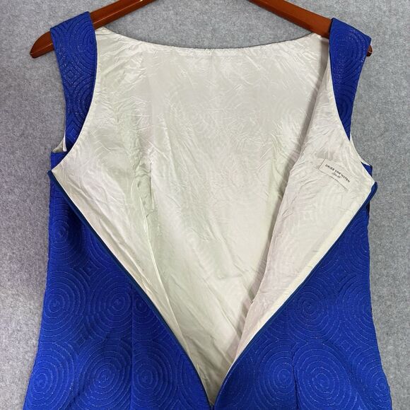 Dries Van Noten Women’s Dress Size 36 (4) Blue Beige Floral Abstract Textured - Picture 9 of 10